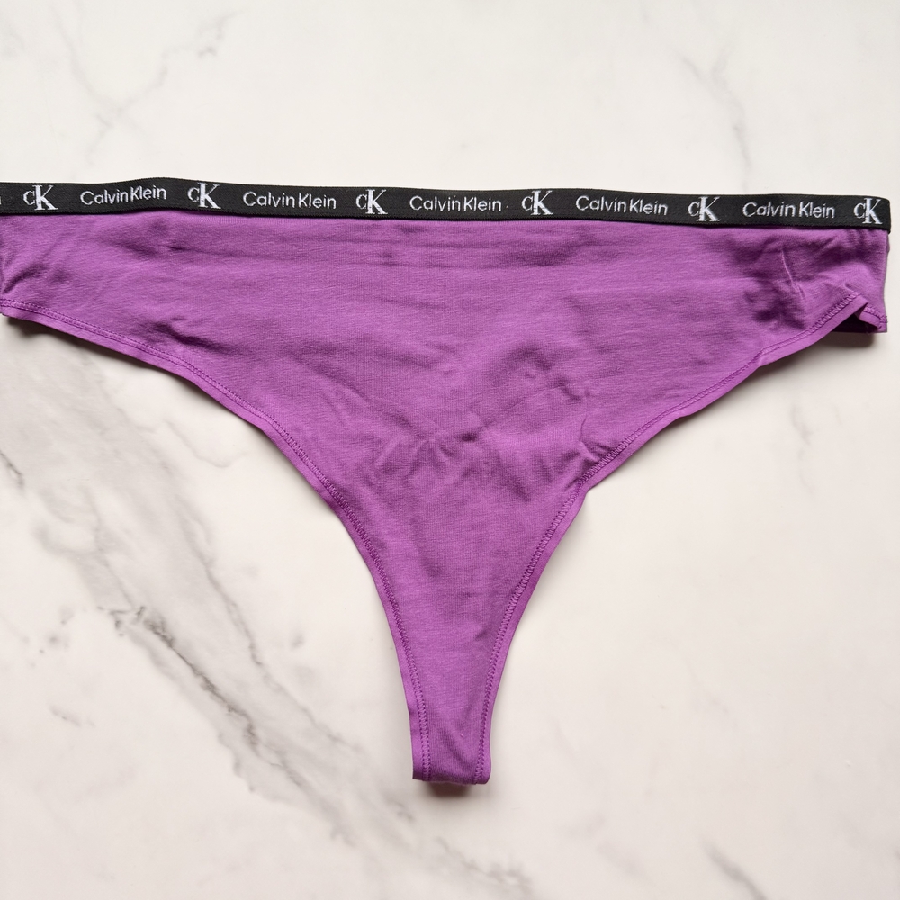 NWOT CALVIN KLEIN 1996 COTTON STRETCH MODERN THONG PANTY IN PURPLE SIZE L/XL